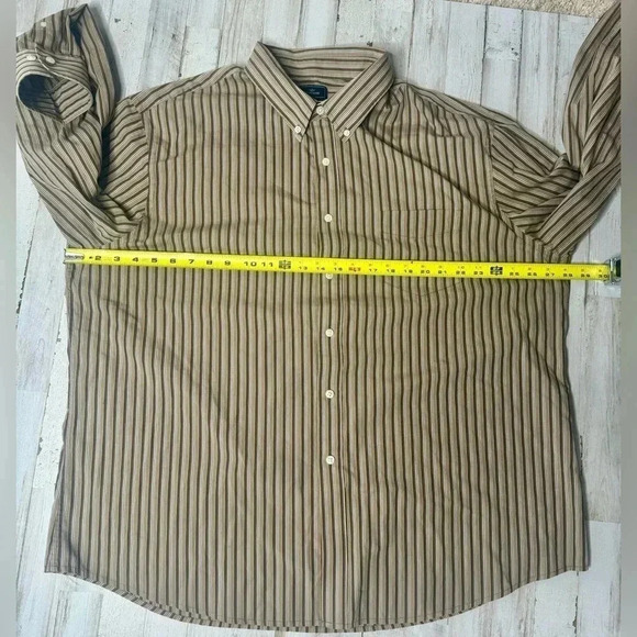 DOCKERS PLUS SIZE XXL Long Sleve Brown stripes Button up shirt - Picture 5 of 13